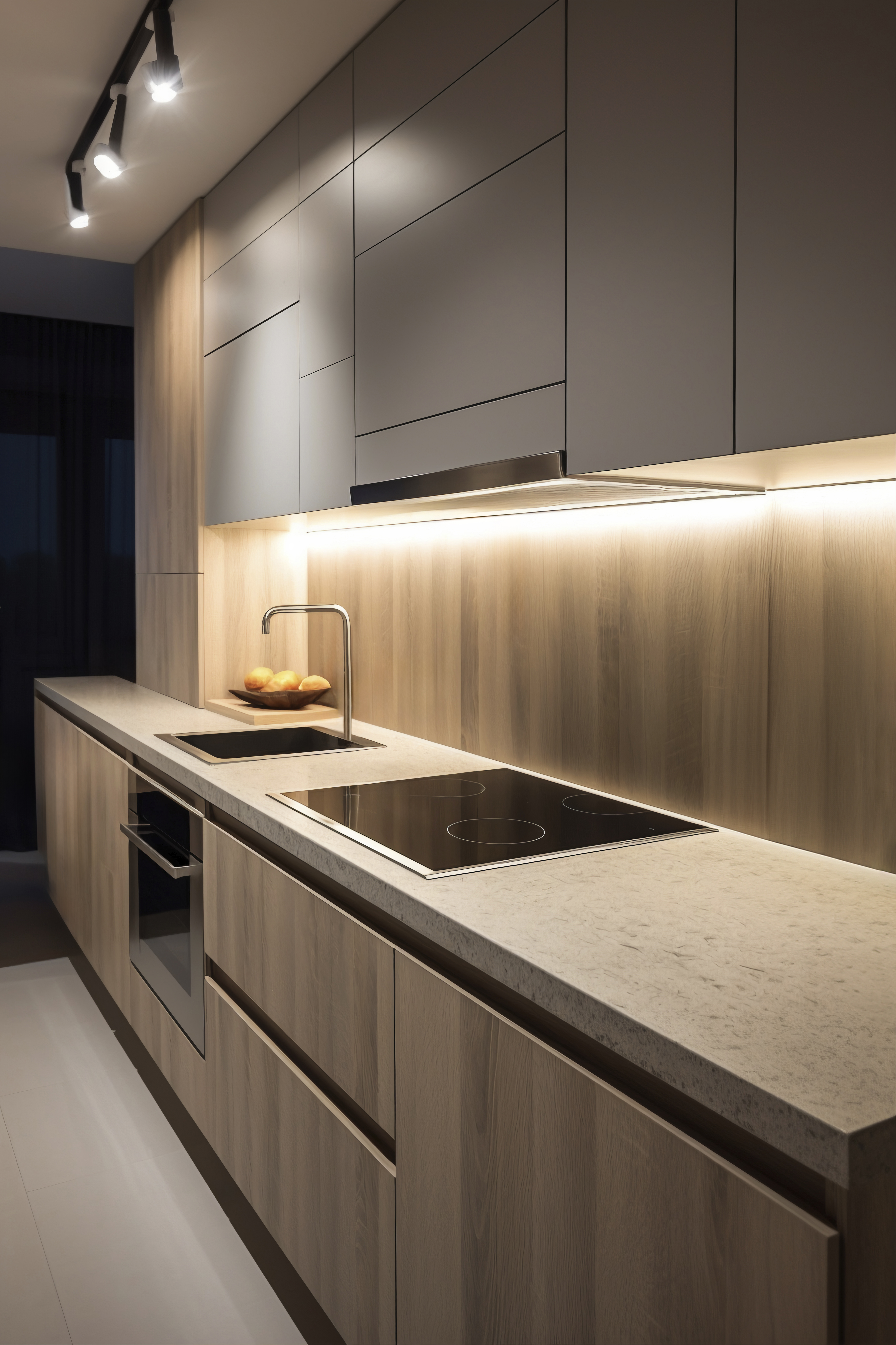 Puerta blanca con moldura junto a mueble de madera envejecida